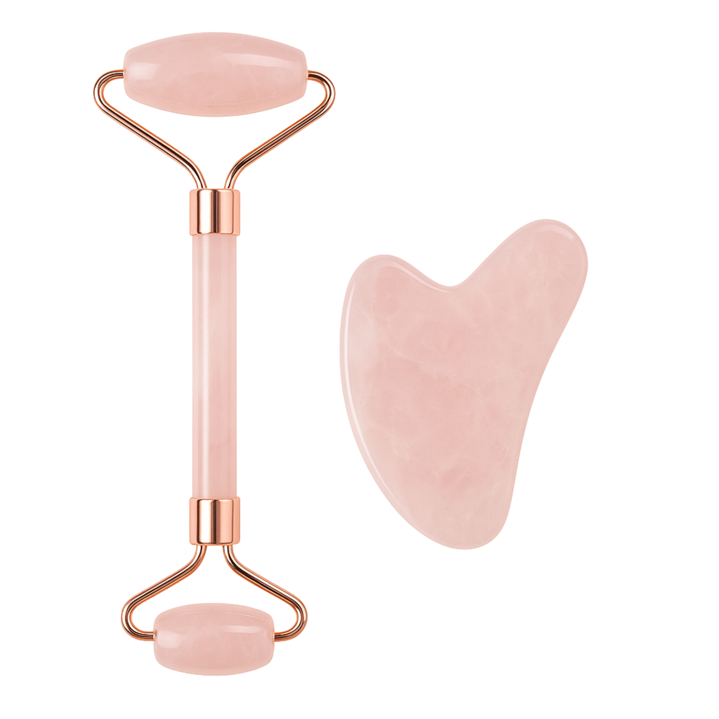 Rose Quartz Roller + Gua Sha Set